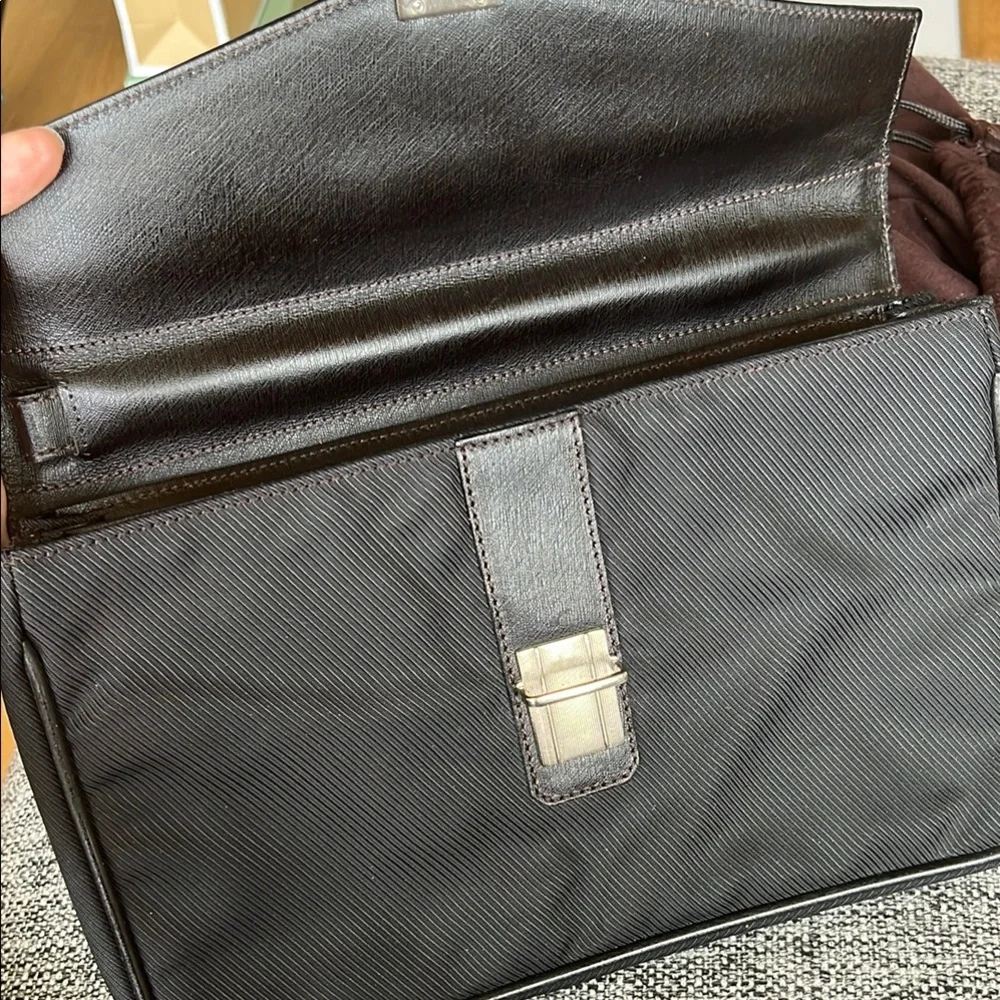 Dunhill Black Leather / fabric clutch with adjustable strap